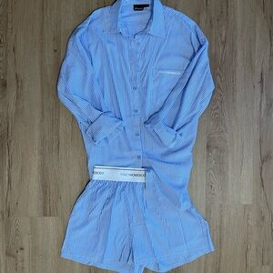 Blue Striped Pajama Settle